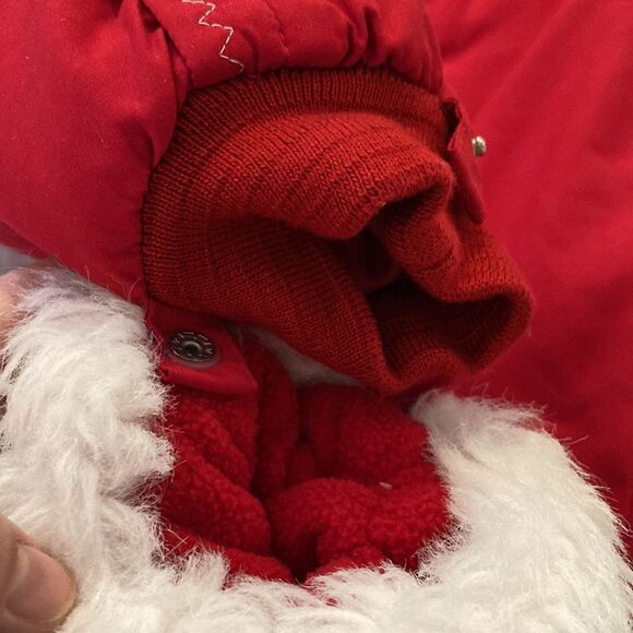 Teddy's Choice Red White Faux Fur Trimmed 1-Piece Warm Hooded Toaster Snow Suit - Picture 7 of 10